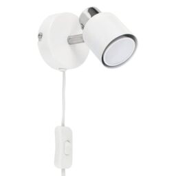 ValueLights Benton Pair of White & Chrome Adjustable Plug In Spotlight Wall Lights - thumbnail 7