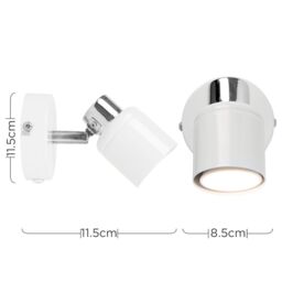 ValueLights Benton Pair of White & Chrome Adjustable Plug In Spotlight Wall Lights - thumbnail 6