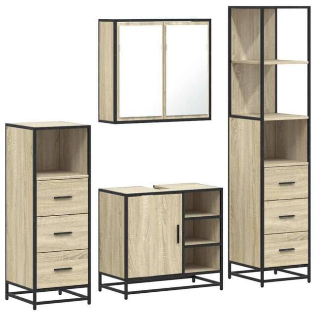 Berkfield Home 4¬†Piece Bathroom Furniture Set¬†Sonoma Oak Engineered Wood in Brown - image 1