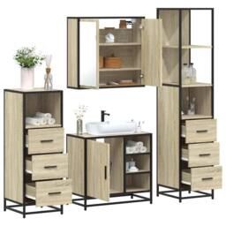 Berkfield Home 4¬†Piece Bathroom Furniture Set¬†Sonoma Oak Engineered Wood in Brown - thumbnail 2