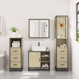 Berkfield Home 4¬†Piece Bathroom Furniture Set¬†Sonoma Oak Engineered Wood in Brown - thumbnail 3