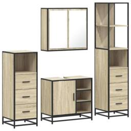 Berkfield Home 4¬†Piece Bathroom Furniture Set¬†Sonoma Oak Engineered Wood in Brown - thumbnail 1