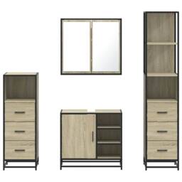 Berkfield Home 4¬†Piece Bathroom Furniture Set¬†Sonoma Oak Engineered Wood in Brown - thumbnail 5
