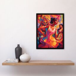 Artery8 Wall Art Print Latino Lively Dance Salsa South America Colourful Bright Bold Painting Rhythm Body Energy Theatre Arts Artwork Art Framed - thumbnail 4