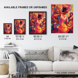 Artery8 Wall Art Print Latino Lively Dance Salsa South America Colourful Bright Bold Painting Rhythm Body Energy Theatre Arts Artwork Art Framed - thumbnail 3