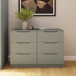 FWStyle Luno Chest Of Drawers 6 Drawer Green Deep Design Sideboard - thumbnail 1