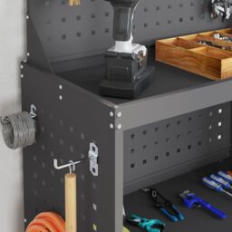 Berkfield Home Tool Trolley Black 65 x 35 x 111 cm Powder-coated steel - thumbnail 4