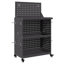 Berkfield Home Tool Trolley Black 65 x 35 x 111 cm Powder-coated steel - thumbnail 2