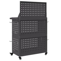 Berkfield Home Tool Trolley Black 65 x 35 x 111 cm Powder-coated steel - thumbnail 7