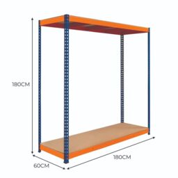 Monstershop S-Rax 2 Shelf Racking - 180cm x 180cm x 60cm in Blue - Size: 180 cm x 180 cm x 60 cm - thumbnail 5