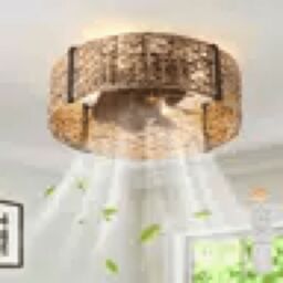 Garwarm 30Cm 7 - Blade Smart Ceiling Fan with Remote Control & Light Kit Included in Gold