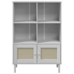 Berkfield Home Bookcase SENJA Rattan Look White 90x35x130 cm Solid Wood Pine - Size: 90 x 35 x 130 cm - thumbnail 5