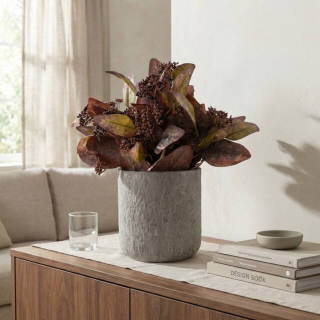 Madison & Mayfair 30cm Eucalyptus Plant in Grey Pot - Artificial Eucalyptus Tree in Brown - image 1