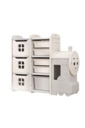 Living and Home Children's Landing Train Cute Toy Clothes and Books Storage Rack in Grey - thumbnail 4