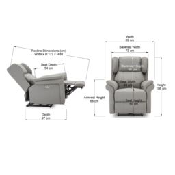 More4Homes Electric Recliner Chair Wingback Design & USB Port In Bonded Leather in Grey - thumbnail 7
