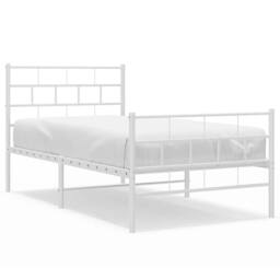 Berkfield Home Metal Bed Frame with Headboard & Footboard White 100x200 cm - thumbnail 1