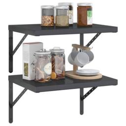 Berkfield Home Wall Shelves 2 pcs 50x40x3 cm Black Stainless Steel - Size: 50 x 40 x 3 cm - thumbnail 4