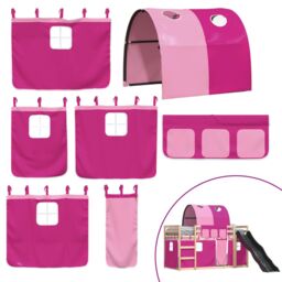 Berkfield Home Bunk Bed without Mattress with Slide & Curtains Pink 90x190 cm Single - thumbnail 5