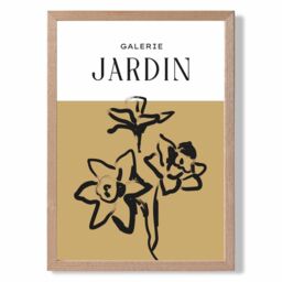 ARTZE Yellow Daffodil Boho Sketch Floral Framed Print SIZE: A4 with Oak Frame - thumbnail 1