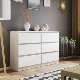 LUXURY LIFE Olivia Matt Chest of Drawers 6 Drawer Cabinet in White - thumbnail 1
