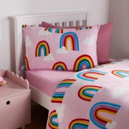 OHS Rainbow Duvet Cover Set Warm Teddy Fleece Bedding Supersoft Quilt Thermal Warm in Pink - Size: Single - thumbnail 3