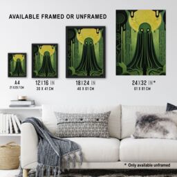 "Artery8 The Rise Of Cthulhu H.P. Lovecraft Mythos Horror Madness Artwork Painting Art Print Framed Poster Wall Decor in Black - Size: W12"" x H16""" - thumbnail 3