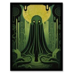 "Artery8 The Rise Of Cthulhu H.P. Lovecraft Mythos Horror Madness Artwork Painting Art Print Framed Poster Wall Decor in Black - Size: W12"" x H16""" - thumbnail 1
