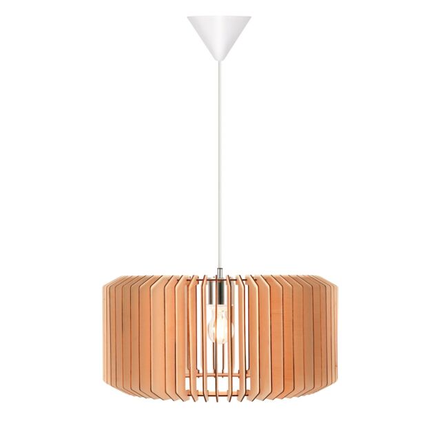 Nordlux Asti Pendant Light Brown Wood Dining Room E27 Mains 50cm - image 1