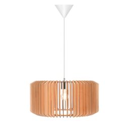 Nordlux Asti Pendant Light Brown Wood Dining Room E27 Mains 50cm - thumbnail 1