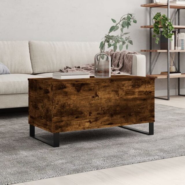 Berkfield Home Coffee Table Smoked Oak 90x44.5x45 cm Engineered Wood in Brown - image 1