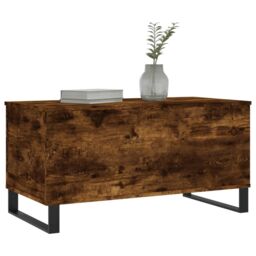 Berkfield Home Coffee Table Smoked Oak 90x44.5x45 cm Engineered Wood in Brown - thumbnail 4