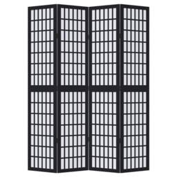 Berkfield Home Room Divider 4 Panels Black Solid Wood Paulownia - thumbnail 4