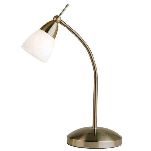 Loops Touch Dimmer Table Lamp Light Antique Brass & Glass Shade Classic Reading Task in Clear - image 1