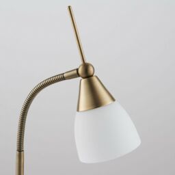 Loops Touch Dimmer Table Lamp Light Antique Brass & Glass Shade Classic Reading Task in Clear - thumbnail 3