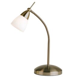 Loops Touch Dimmer Table Lamp Light Antique Brass & Glass Shade Classic Reading Task in Clear