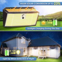 Kelvenix Bright Solar PIR Motion Sensor Wall Light, LED Outdoor Security Lamp in Black - thumbnail 6