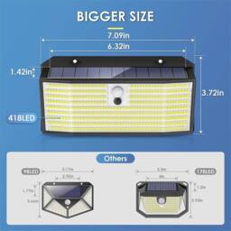 Kelvenix Bright Solar PIR Motion Sensor Wall Light, LED Outdoor Security Lamp in Black - thumbnail 2