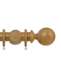 New Edge Blinds Premium 50mm Wooden Curtain Pole Set - Light Oak in Light Brown - Size: 400 cm