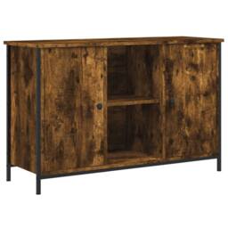 Berkfield Home TV Cabinet Smoked Oak 100x35x65 cm Engineered Wood in Brown - Size: 100 x 35 x 65 cm - thumbnail 3