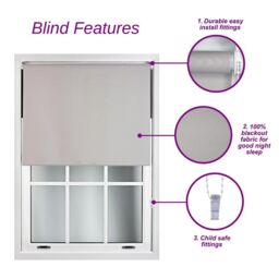 Furnished Black Blackout Roller Blinds - Trimmable Window Shade for Home & Office - Size: 50 cm width x 165 cm drop - thumbnail 2
