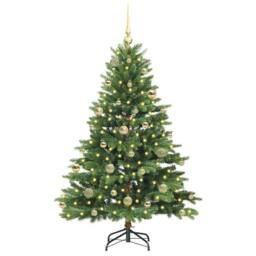 Berkfield Home Artificial Christmas Tree with 150 LEDs Green 150 cm PE & PVC - thumbnail 3