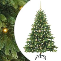 Berkfield Home Artificial Christmas Tree with 150 LEDs Green 150 cm PE & PVC - thumbnail 2