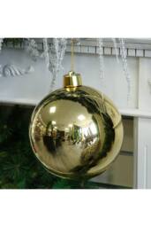 KDMD Gold Shiny Shatterproof Bauble x1 25cm in Light Sand - thumbnail 6