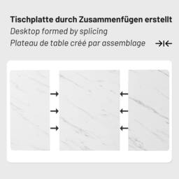 Rolipo Modern 140x80cm Marble Effect Dining Table with Metal Frame in White - Size: 140x80 cm - thumbnail 4