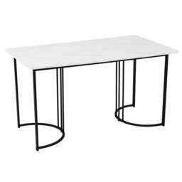 Rolipo Modern 140x80cm Marble Effect Dining Table with Metal Frame in White - Size: 140x80 cm - thumbnail 9
