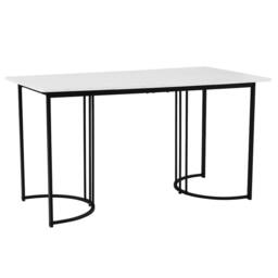 Rolipo Modern 140x80cm Marble Effect Dining Table with Metal Frame in White - Size: 140x80 cm - thumbnail 7