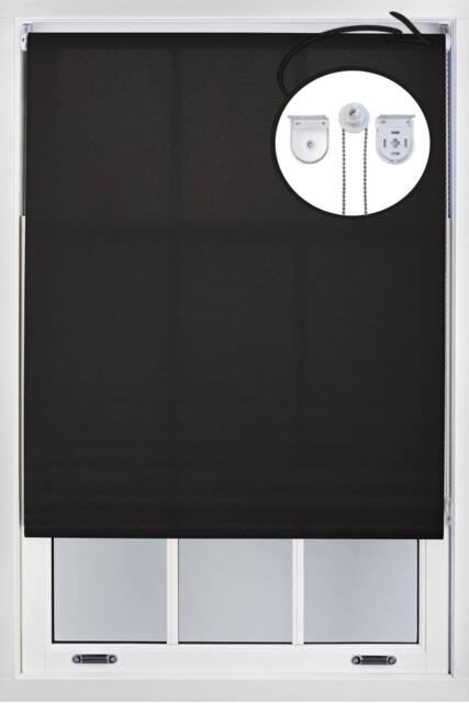 Furnished Black Daylight Roller Blinds with Metal Fittings - Trimmable Window Shade - Size: 150 cm width x 210 cm drop - image 1