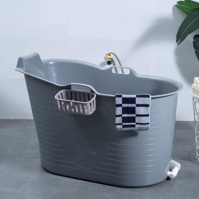 Fimous Bathtub for Bathroom, Soaking Bathtub for Hot Bath & Ice Bath Freestanding Bath Tub Grey - image 1