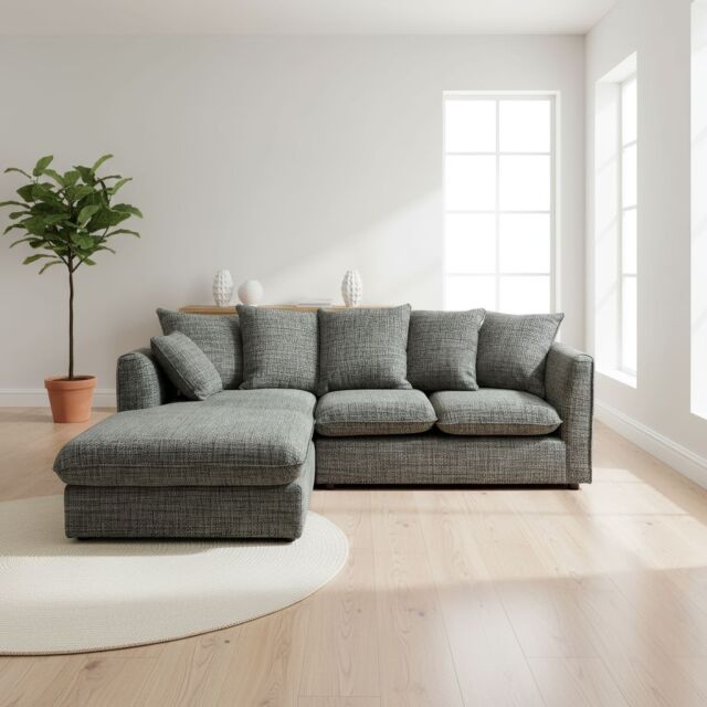 Abakus Direct Lucas Textured Stone Grey Corner Left Sofa Modern Comfort & Stylish Design - image 1