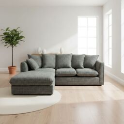Abakus Direct Lucas Textured Stone Grey Corner Left Sofa Modern Comfort & Stylish Design - thumbnail 1